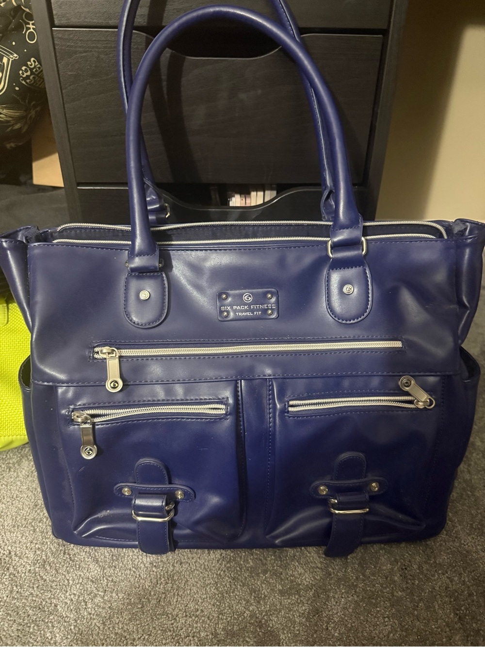 Six pack fitness Renee meal prep fitness Navy Travel Tote Bag with Tupperware